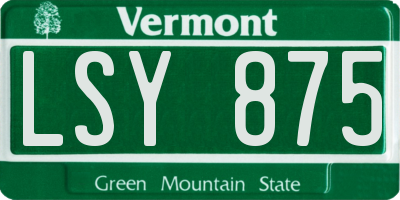VT license plate LSY875