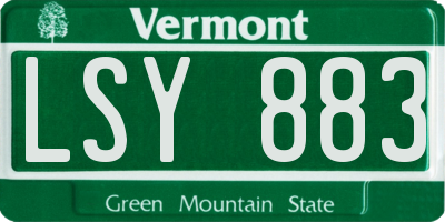 VT license plate LSY883