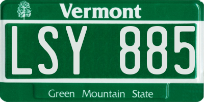 VT license plate LSY885