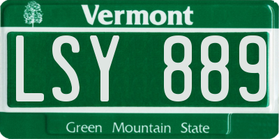 VT license plate LSY889