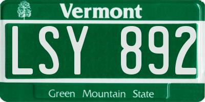 VT license plate LSY892