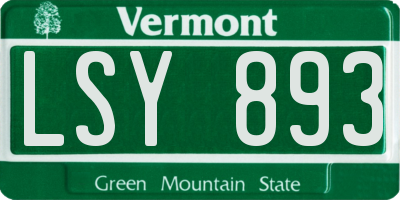 VT license plate LSY893