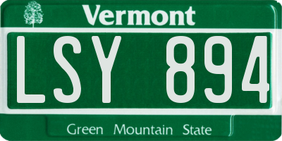 VT license plate LSY894