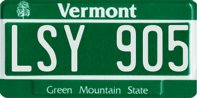 VT license plate LSY905