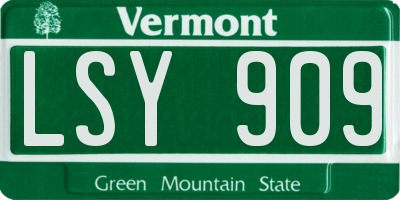 VT license plate LSY909