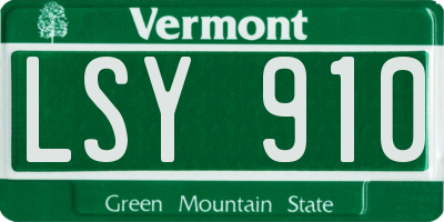 VT license plate LSY910