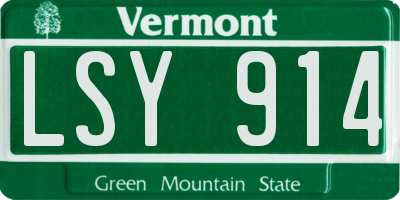 VT license plate LSY914