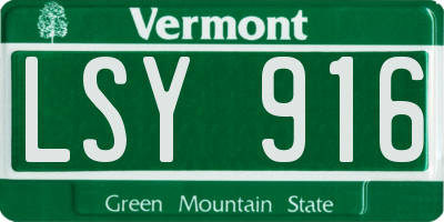 VT license plate LSY916