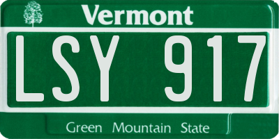 VT license plate LSY917