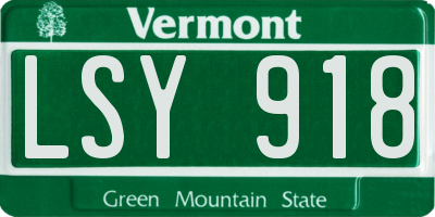 VT license plate LSY918