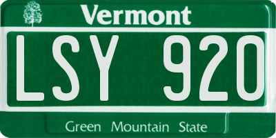 VT license plate LSY920