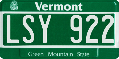 VT license plate LSY922