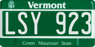 VT license plate LSY923