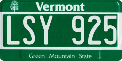 VT license plate LSY925