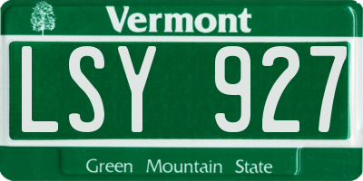 VT license plate LSY927