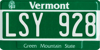 VT license plate LSY928
