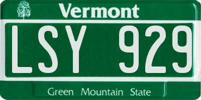 VT license plate LSY929