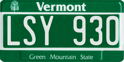VT license plate LSY930