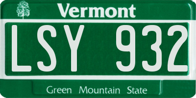 VT license plate LSY932
