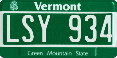 VT license plate LSY934