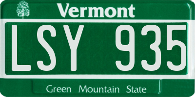 VT license plate LSY935