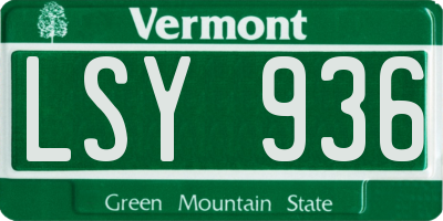 VT license plate LSY936