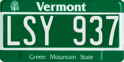 VT license plate LSY937