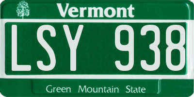 VT license plate LSY938