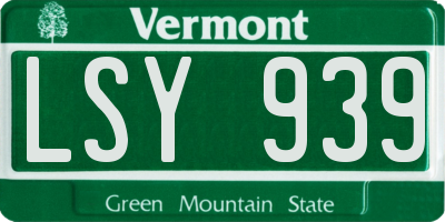 VT license plate LSY939