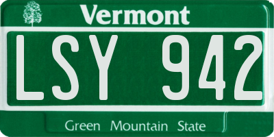 VT license plate LSY942