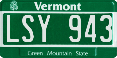 VT license plate LSY943