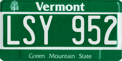 VT license plate LSY952