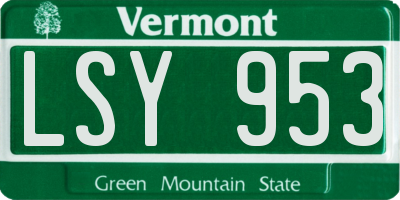 VT license plate LSY953