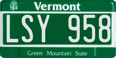 VT license plate LSY958