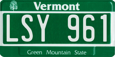 VT license plate LSY961