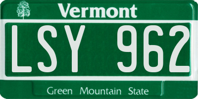 VT license plate LSY962