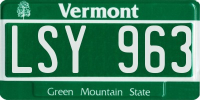 VT license plate LSY963