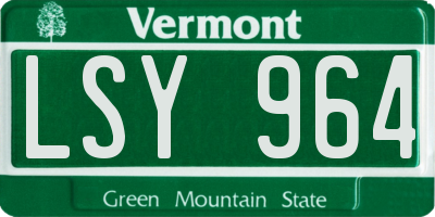 VT license plate LSY964