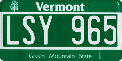 VT license plate LSY965