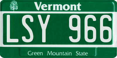 VT license plate LSY966