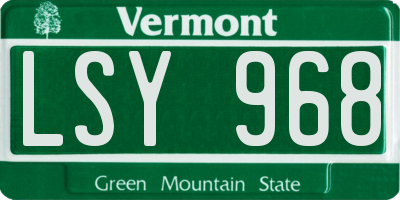 VT license plate LSY968