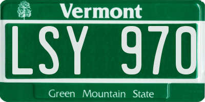 VT license plate LSY970
