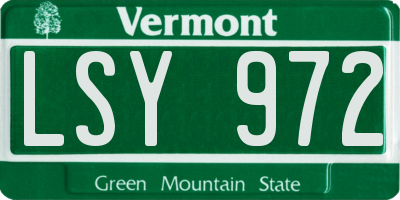 VT license plate LSY972