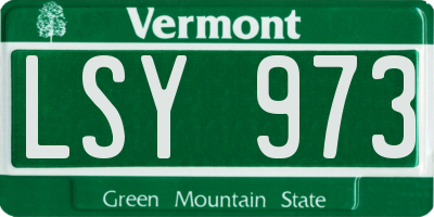 VT license plate LSY973