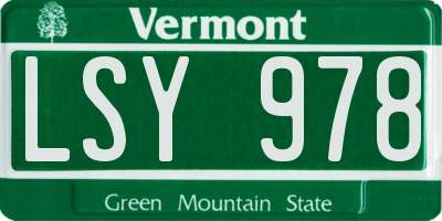 VT license plate LSY978