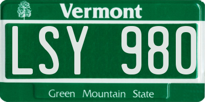 VT license plate LSY980