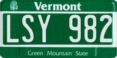 VT license plate LSY982