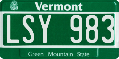 VT license plate LSY983