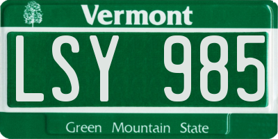 VT license plate LSY985
