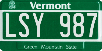 VT license plate LSY987